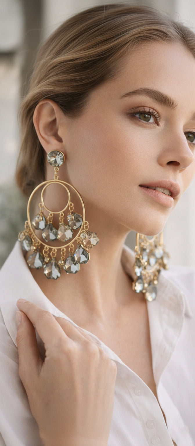 Stylish Golden Ear Ring With Box