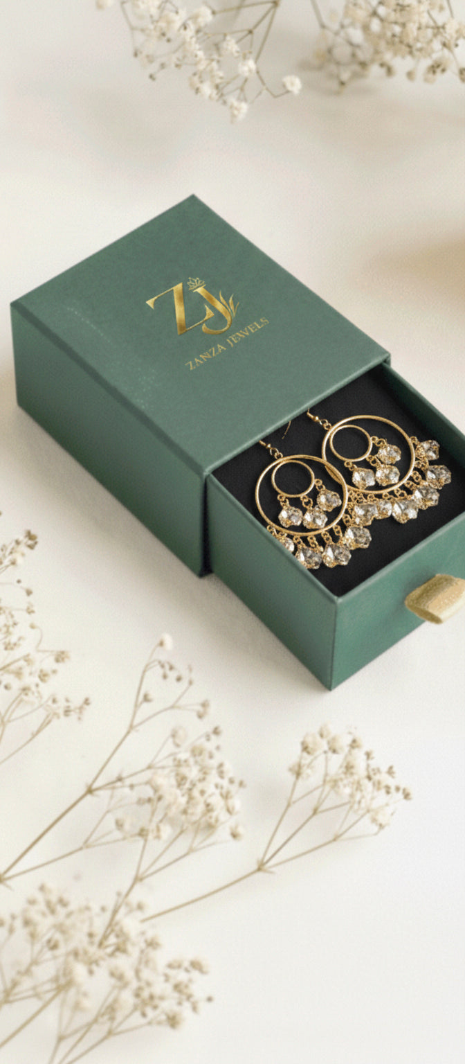 Stylish Golden Ear Ring With Box